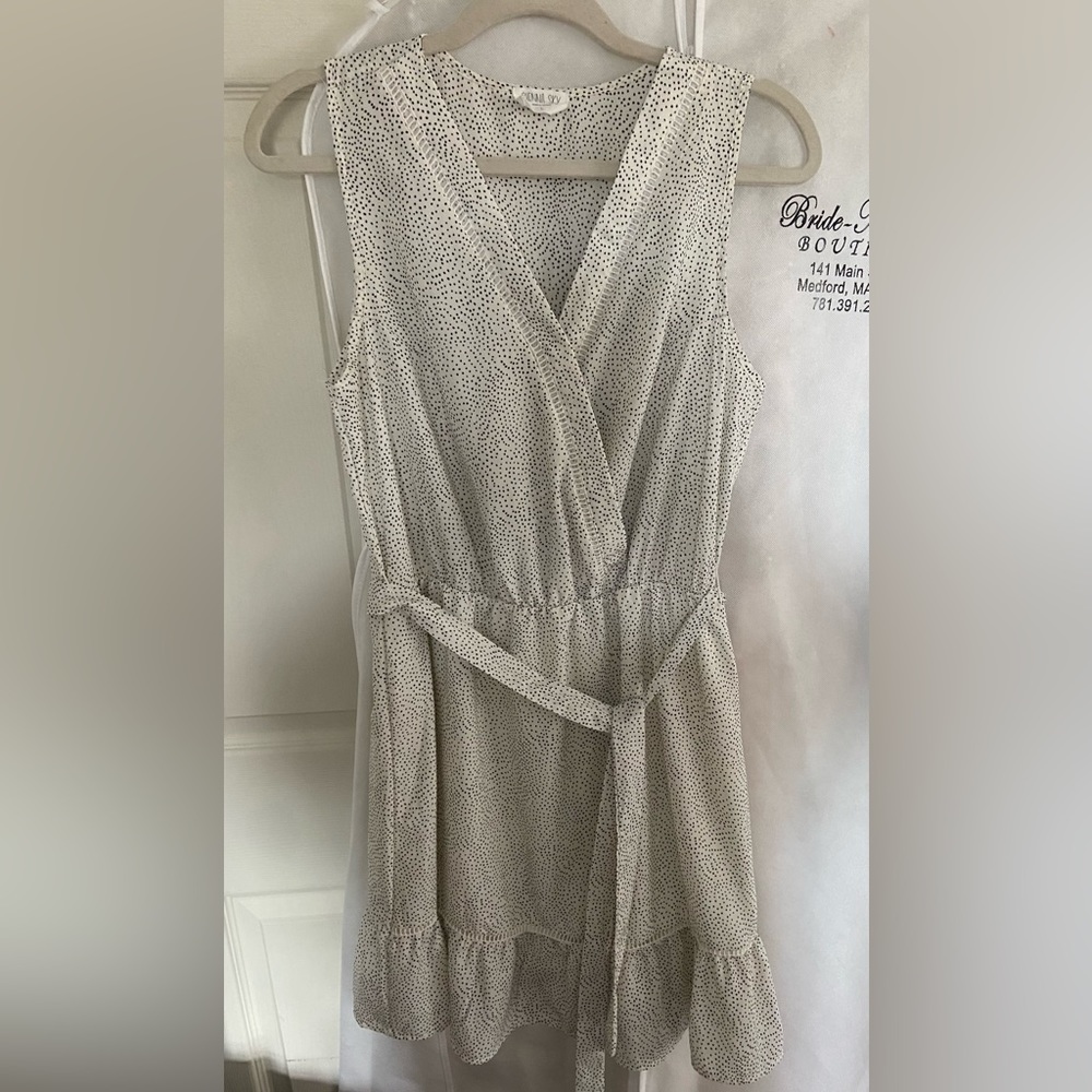 Off-white faux wrap dress with belt